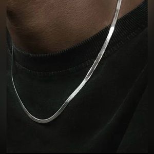 925 Sterling Silver Flat Herringbone Necklace 4MM